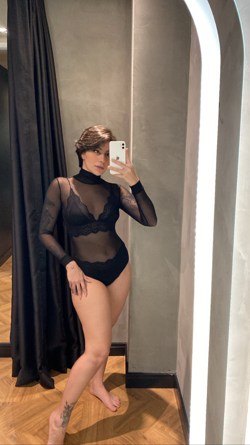 Vanessa High Neck Tulle Bodysuit